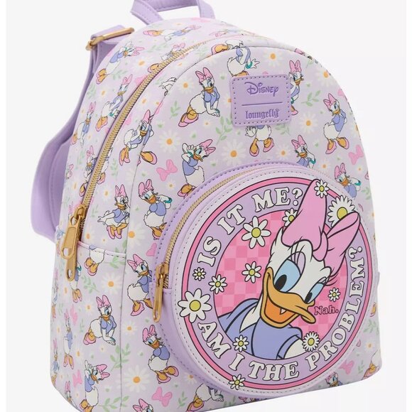 Loungefly Disney Daisy Duck Mini Backpack Daisy Duck Floral Pattern Bag New - Picture 2 of 4